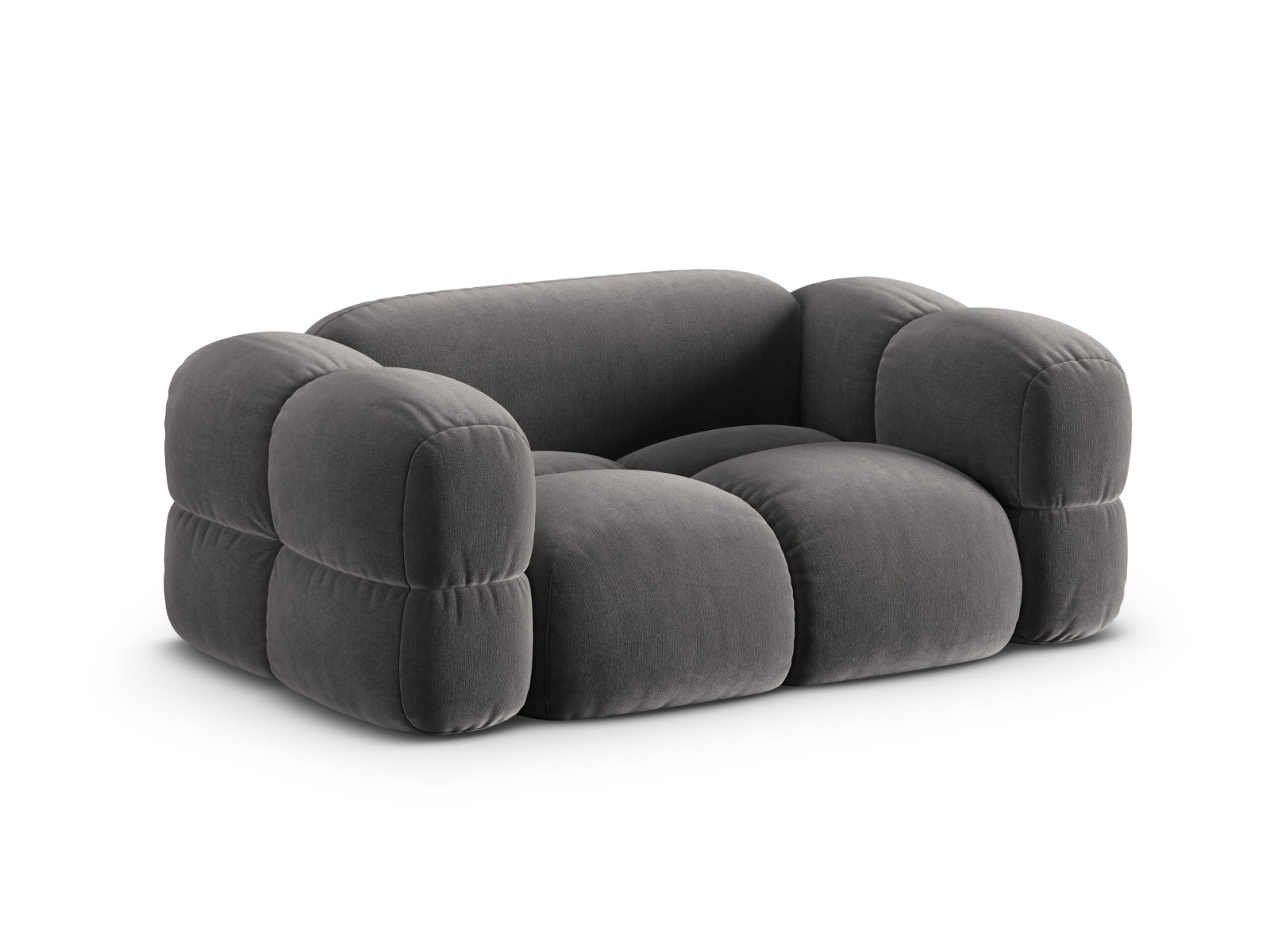 Stilvolles 2-Sitzer Velour Sofa Loretto in Grau, perfekt für gemütliche Wohnzimmer und moderne Einrichtung.