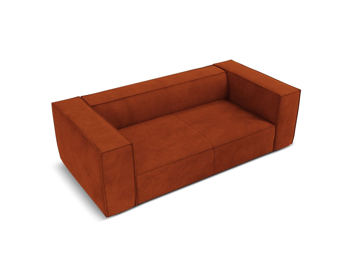 Zweisitzer-Sofa Turin von Cosmopolitan Design, Bezug in Light Beige-Rosario Chenille-Optik, Beine aus schwarzem Buchenholz, klare Linienführung.