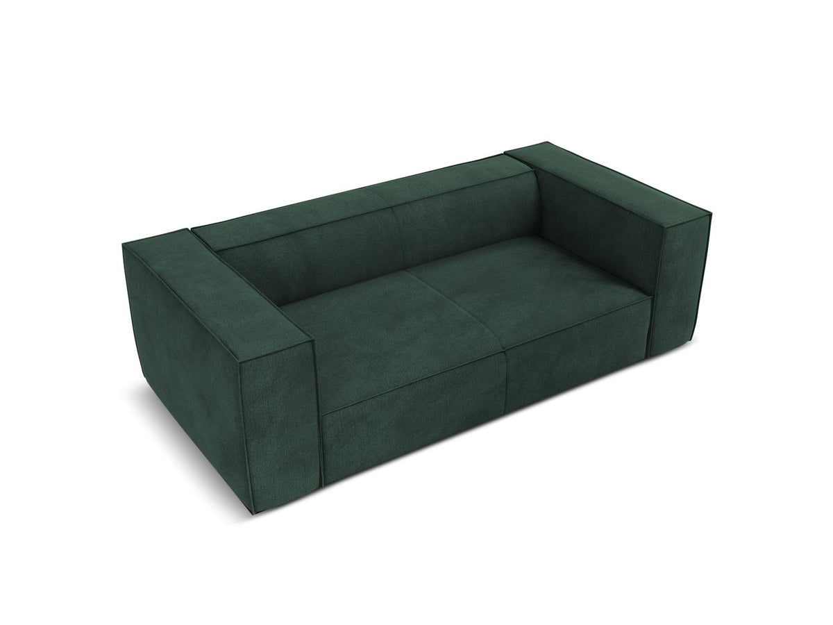 Zweisitzer-Sofa Turin von Cosmopolitan Design, Bezug in Light Beige-Rosario Chenille-Optik, Beine aus schwarzem Buchenholz, klare Linienführung.