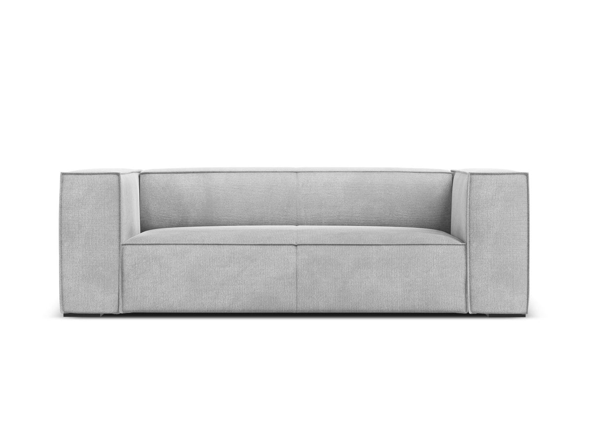 Zweisitzer-Sofa Turin von Cosmopolitan Design, Bezug in Light Beige-Rosario Chenille-Optik, Beine aus schwarzem Buchenholz, klare Linienführung.