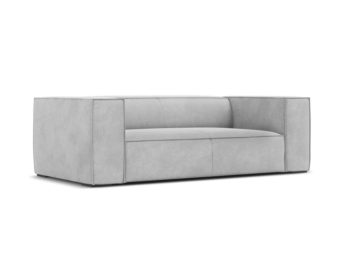 Zweisitzer-Sofa Turin von Cosmopolitan Design, Bezug in Light Beige-Rosario Chenille-Optik, Beine aus schwarzem Buchenholz, klare Linienführung.