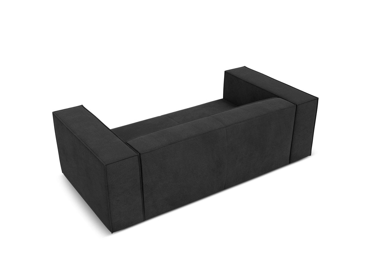 Zweisitzer-Sofa Turin von Cosmopolitan Design, Bezug in Light Beige-Rosario Chenille-Optik, Beine aus schwarzem Buchenholz, klare Linienführung.