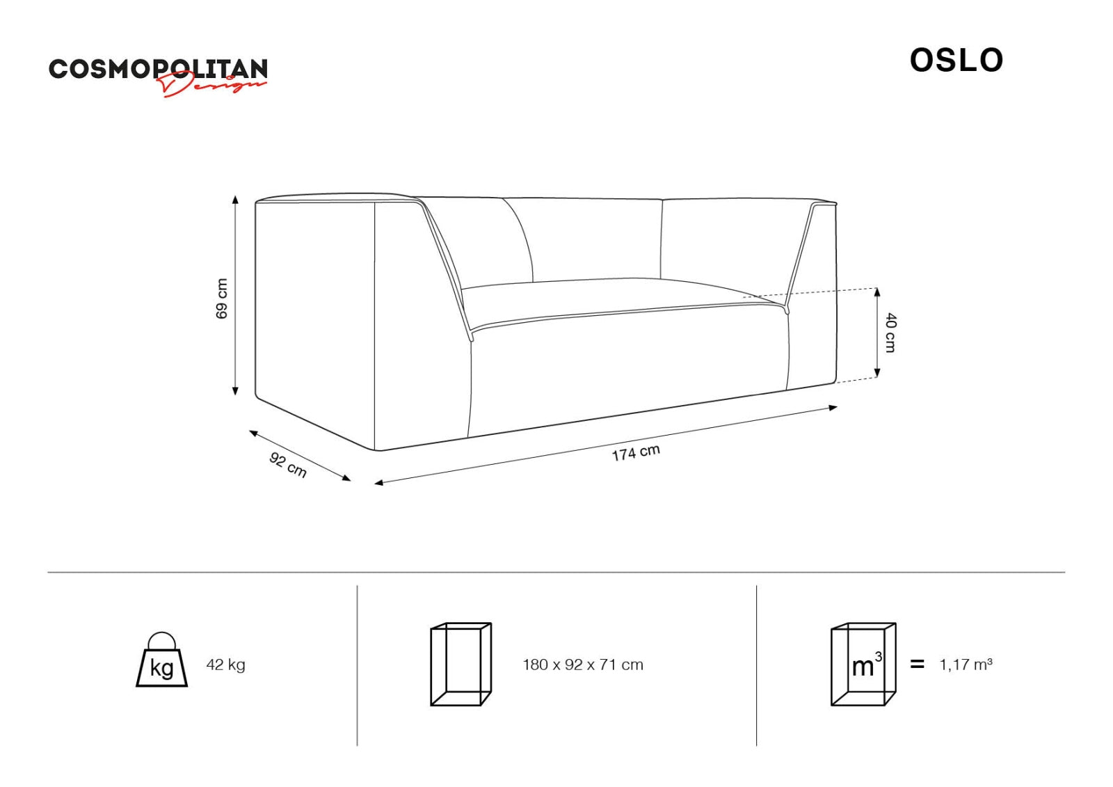 Erleben Sie das Oslo 2-Sitzer Sofa von Cosmopolitan Design – elegantes Velours, optimaler Sitzkomfort und zeitgemässes Design für Ihr Wohnambiente.