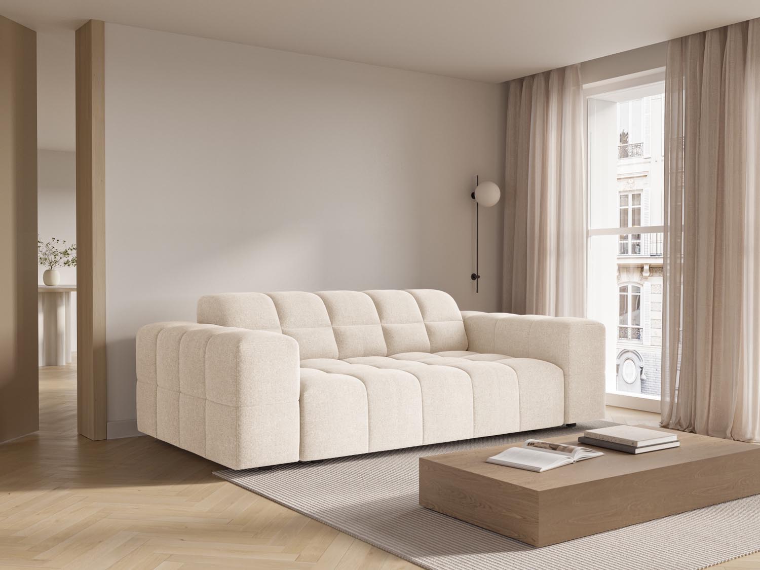 Chicago Sofa 2 Sitzer 102cm in Light Beige präsentiert im Onlineshop von KAQTU Design AG. 2er Sofa ist von Cosmopolitan Design