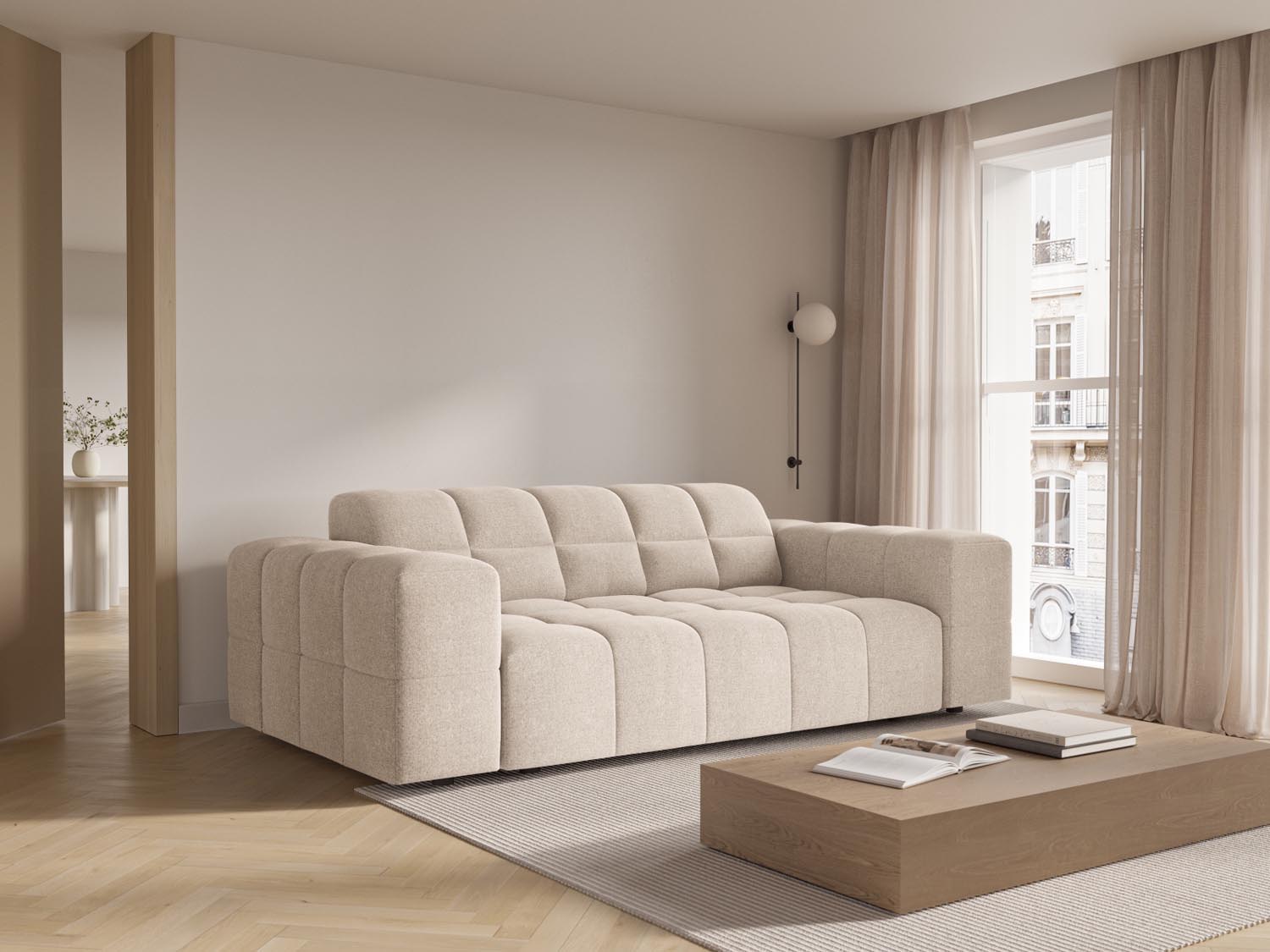 Chicago Sofa 2 Sitzer 102cm in Beige präsentiert im Onlineshop von KAQTU Design AG. 2er Sofa ist von Cosmopolitan Design