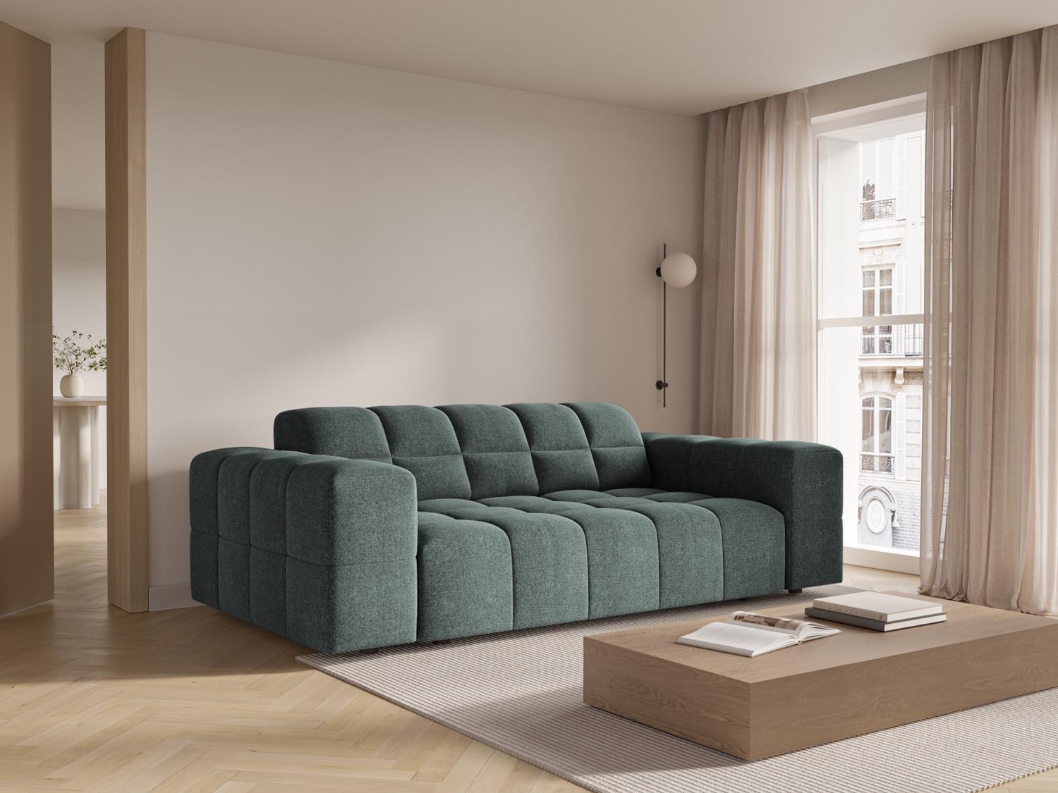 Chicago Sofa 2 Sitzer 102cm in Petrol präsentiert im Onlineshop von KAQTU Design AG. 2er Sofa ist von Cosmopolitan Design