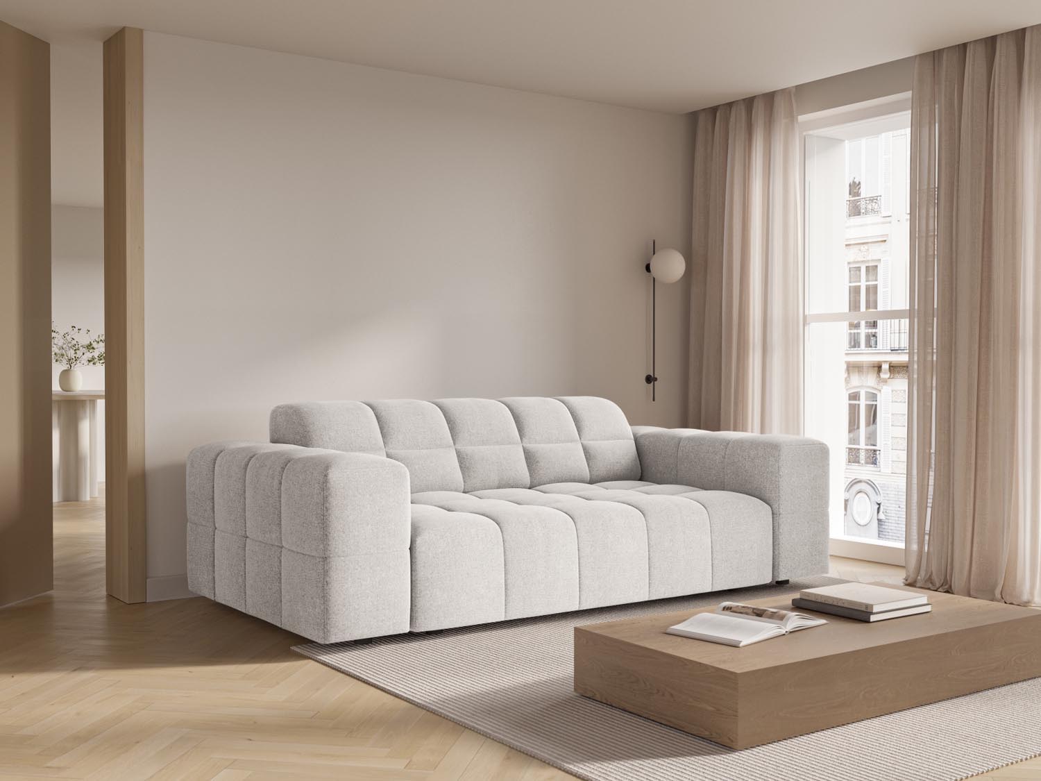 Chicago Sofa 2 Sitzer 102cm in Light Grey präsentiert im Onlineshop von KAQTU Design AG. 2er Sofa ist von Cosmopolitan Design