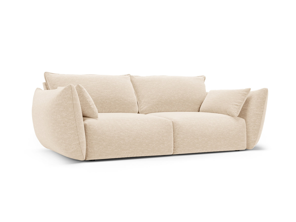 Zweisitzer Sofa Matera mit Stoffbezug, Holzrahmen und niedrigen schwarzen Beinen
