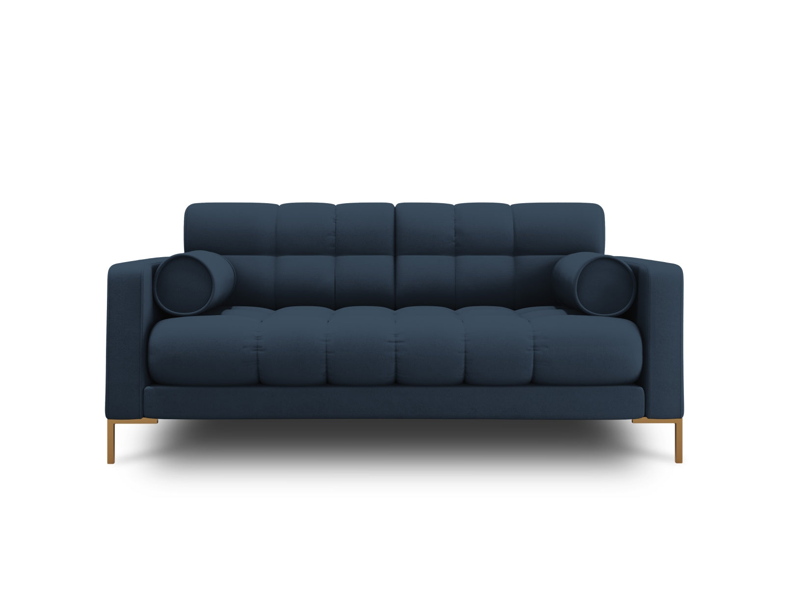 Modernes 2-Sitzer Sofa Bali in strahlendem Gelb-Bluvel, ideal für stilvolle Wohnräume und entspannte Stunden zu zweit.