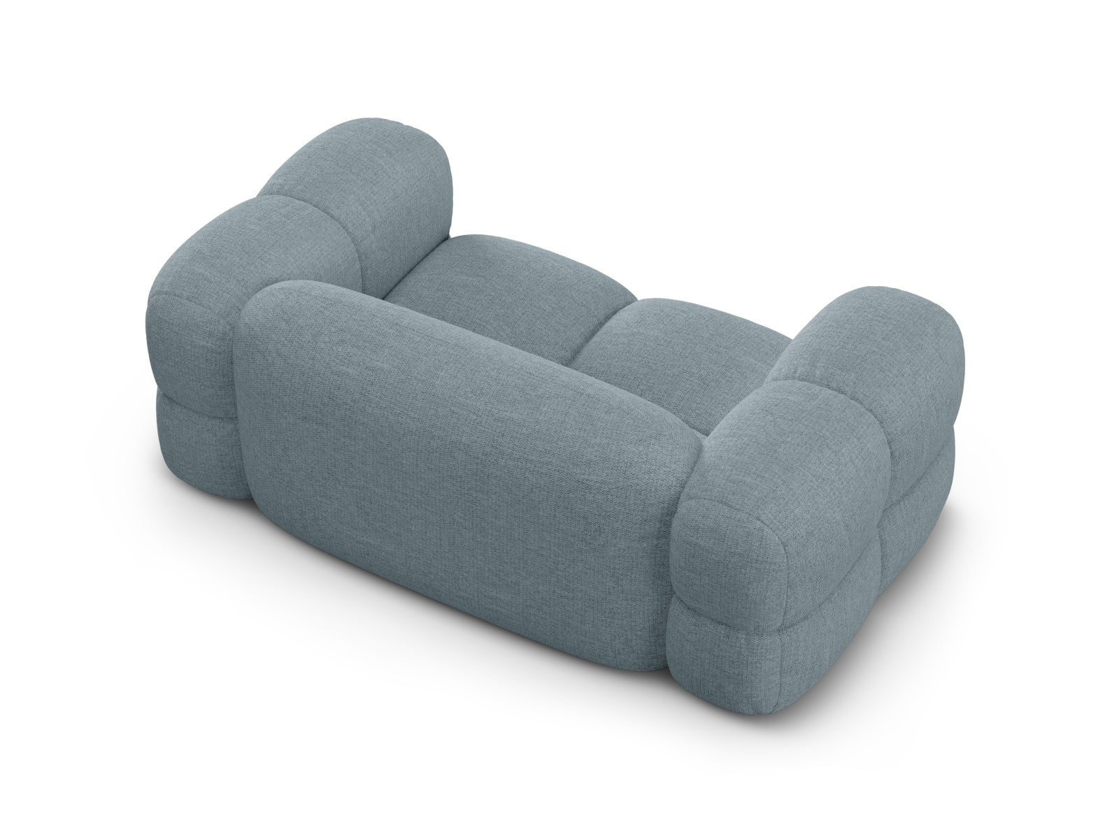 Stilvolles Loretto 2-Sitzer Sofa in sanftem Pastellblau, perfekt für zeitgemäße Einrichtungen und gemütliche Wohnambiente.