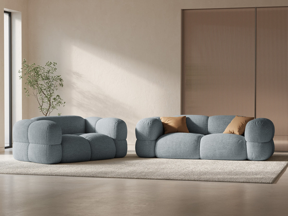 Loretto Sofa 2 Sitzer 100cm in Pastel Blue-Sorella präsentiert im Onlineshop von KAQTU Design AG. 2er Sofa ist von Cosmopolitan Design