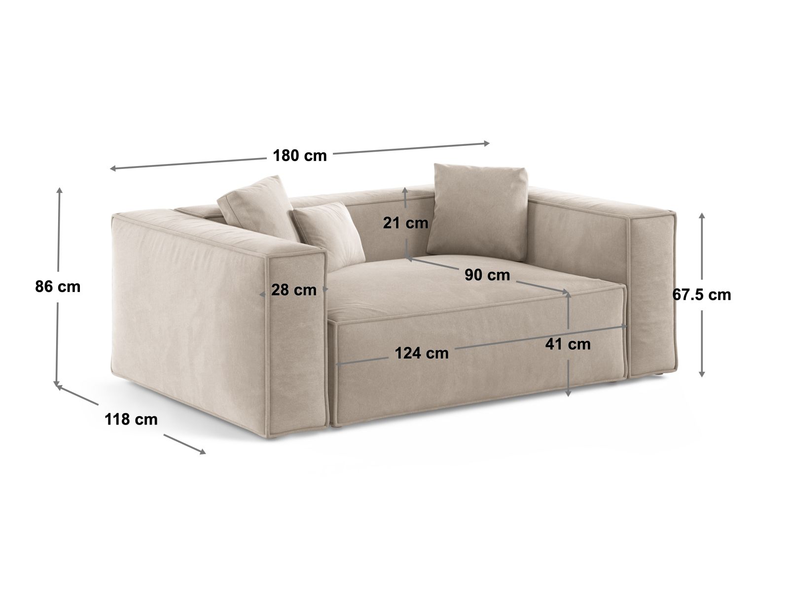Modernes 2-Sitzer Sofa Aveiro in zartem Beige, perfekt für gemütliche Wohnzimmer und stilvolle Einrichtung, erhältlich bei Cosmopolitan Design.
