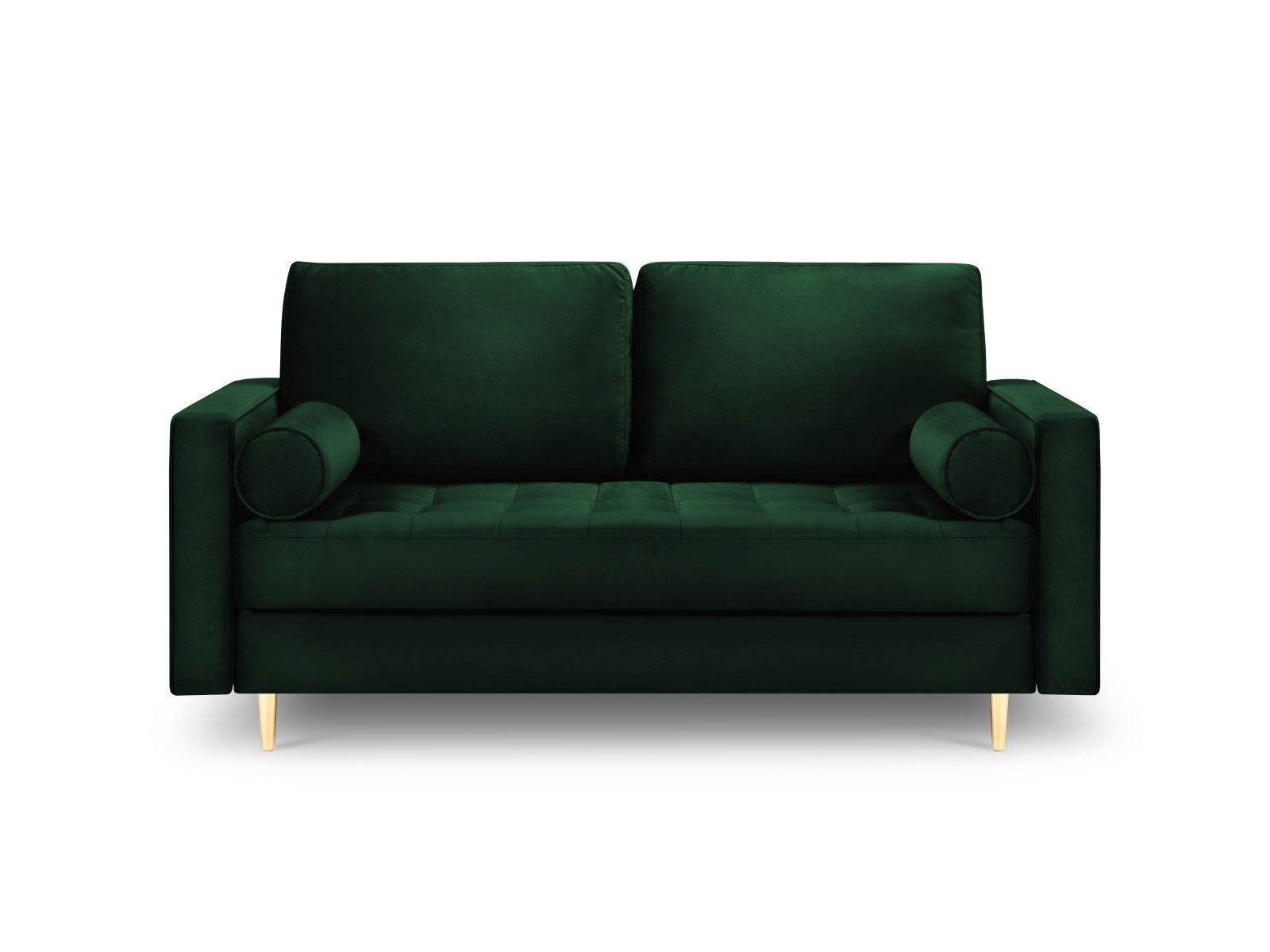 Modernes 2-Sitzer Sofa Aspen in tiefem Flaschengrün, perfekt für gemütliche und stilvolle Wohnambiente. Hochwertige Verarbeitung und zeitgemäßes Design.
