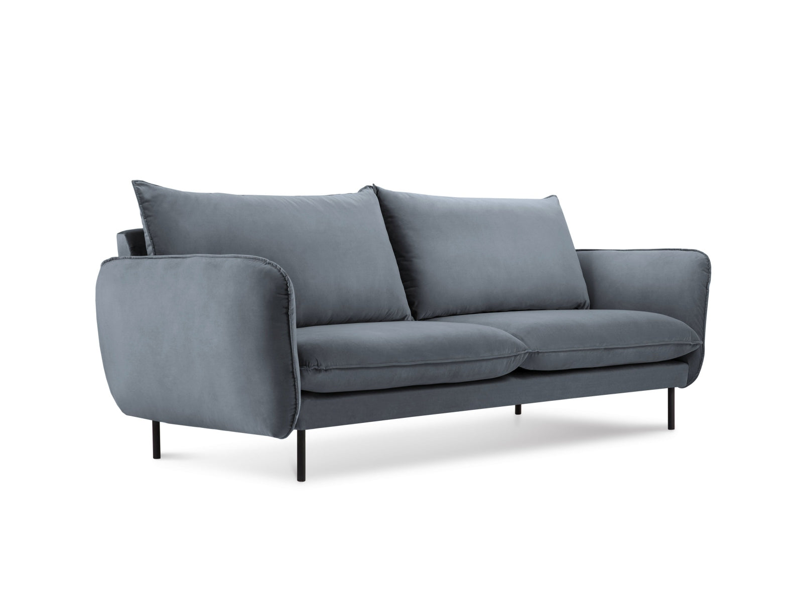 Vienna Velour Sofa 2 Sitzer 92cm in Blue Grey/Schwarz präsentiert im Onlineshop von KAQTU Design AG. 2er Sofa ist von Cosmopolitan Design