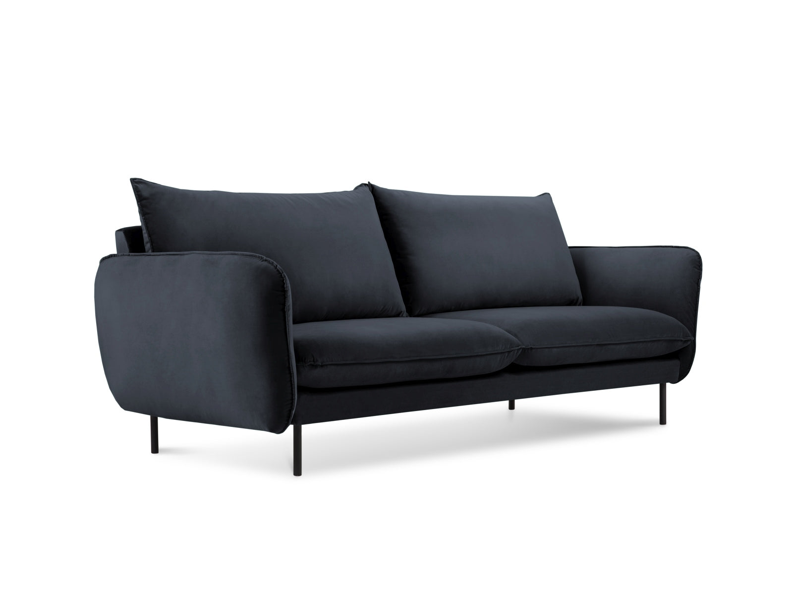 Vienna Velour Sofa 2 Sitzer 92cm in Dark Blue/Schwarz präsentiert im Onlineshop von KAQTU Design AG. 2er Sofa ist von Cosmopolitan Design