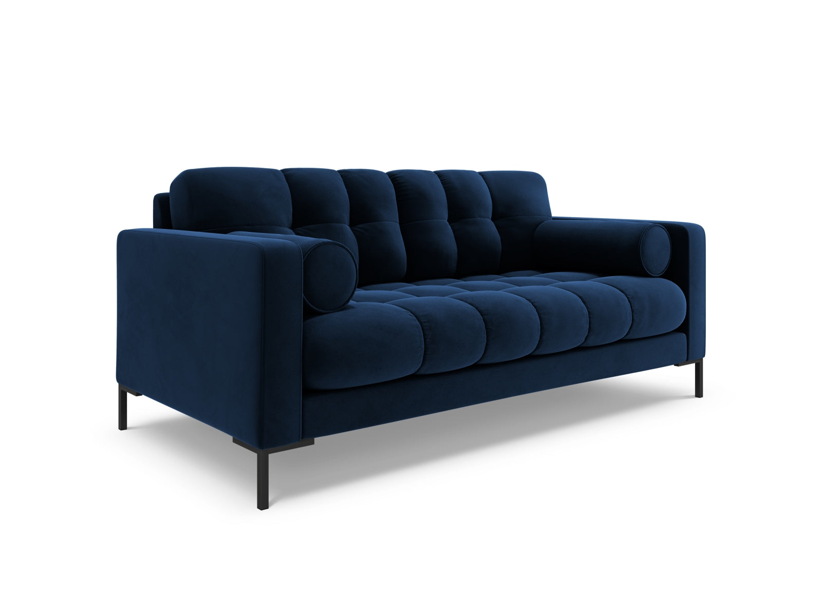Elegantes 2-Sitzer Sofa Bali in Royal Blue-Bluvel, ideal für stilvolle Wohnräume, präsentiert von Cosmopolitan Design.