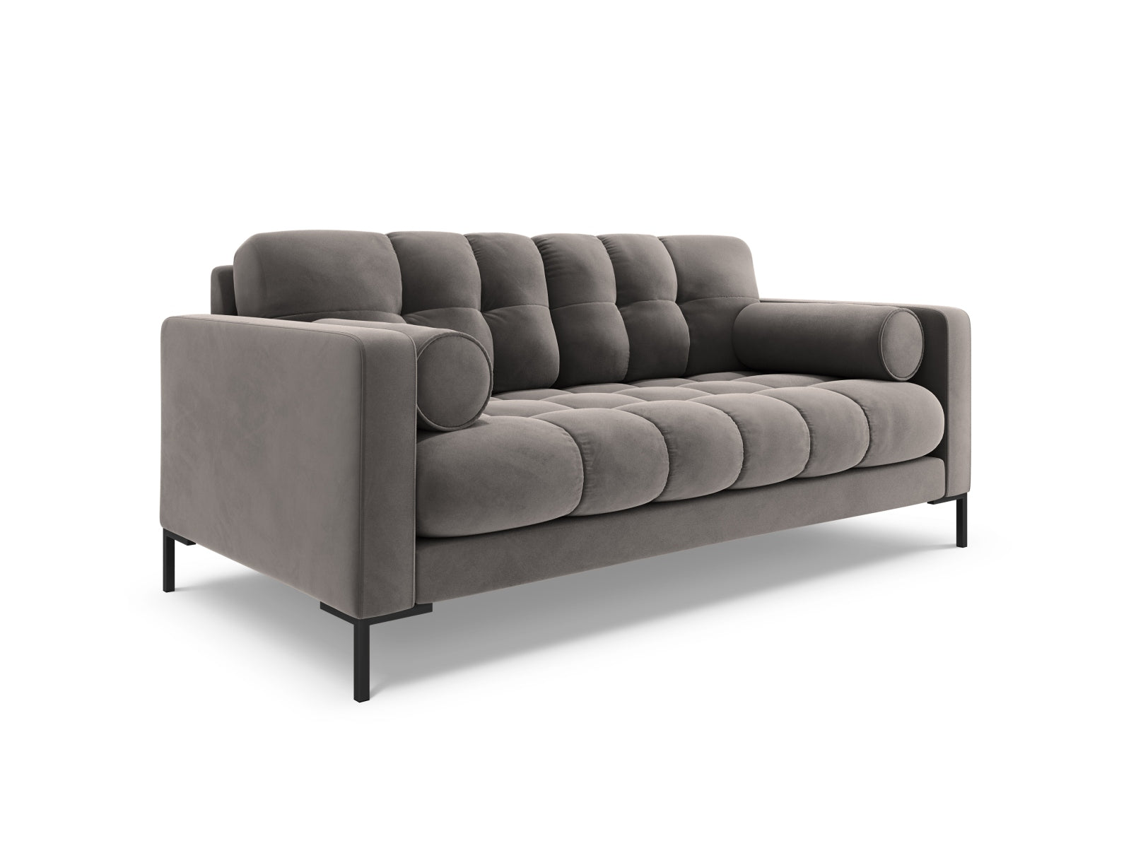 Elegantes 2-Sitzer Sofa Bali in sanftem Light Grey-Bluvel, ideal für stilvolle Wohnräume, erhältlich bei KAQTU Design AG.