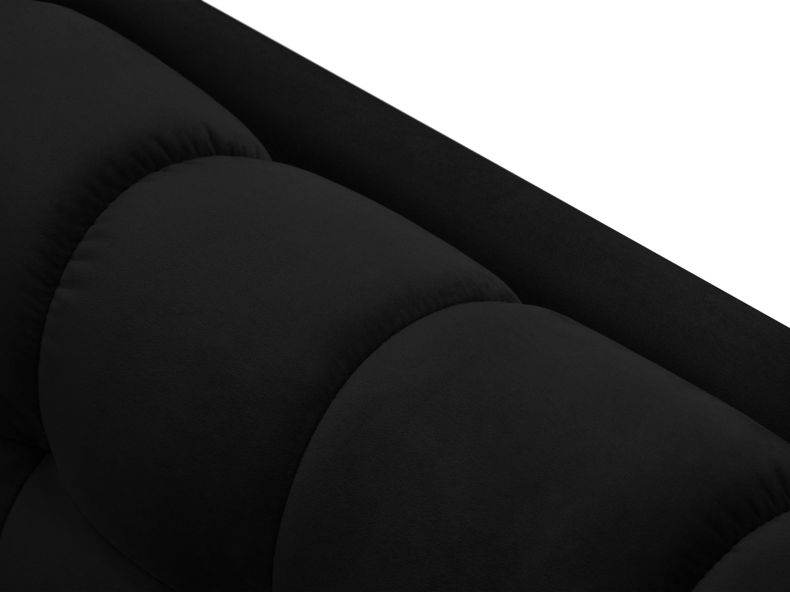 Elegantes 2-Sitzer Sofa Bali in modernem Black-Bluvel, ideal für stilvolle Wohnräume und entspannte Stunden. Ein echter Blickfang!