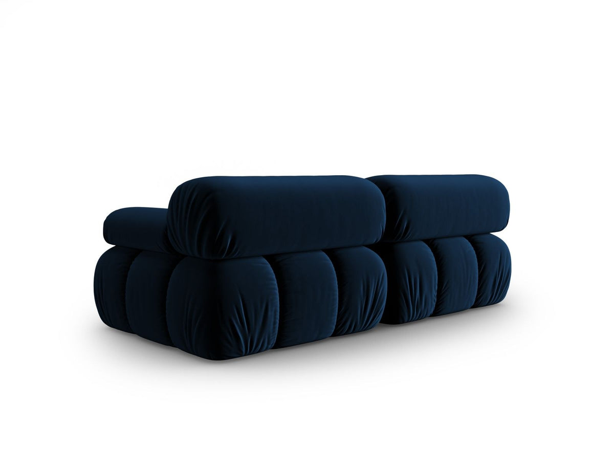 Cortina Samt-Modulsofa 2-Sitzer in Pink-Bluvel mit Samtbezug, Holzrahmen und schwarzen Kunststoffbeinen, modulares 2er Sofa