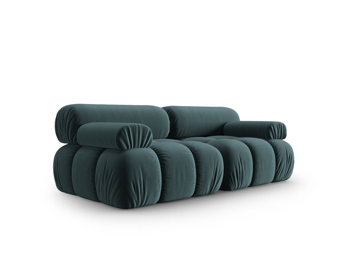 Cortina Samt-Modulsofa 2-Sitzer in Pink-Bluvel mit Samtbezug, Holzrahmen und schwarzen Kunststoffbeinen, modulares 2er Sofa