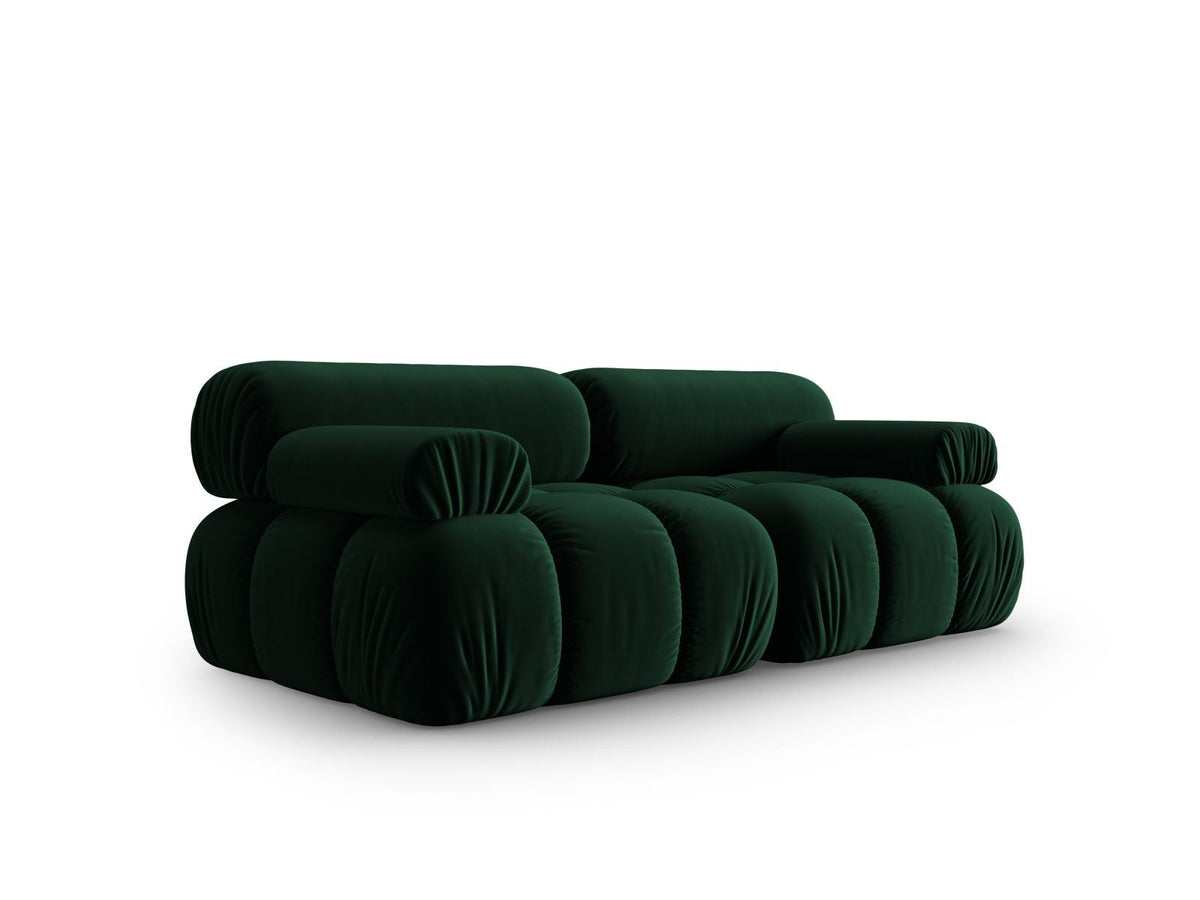 Cortina Samt-Modulsofa 2-Sitzer in Pink-Bluvel mit Samtbezug, Holzrahmen und schwarzen Kunststoffbeinen, modulares 2er Sofa