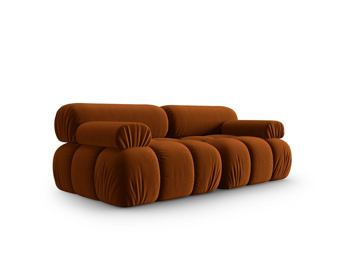 Cortina Samt-Modulsofa 2-Sitzer in Pink-Bluvel mit Samtbezug, Holzrahmen und schwarzen Kunststoffbeinen, modulares 2er Sofa