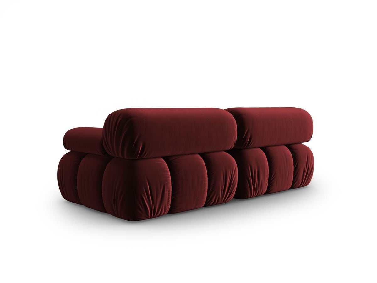 Cortina Samt-Modulsofa 2-Sitzer in Pink-Bluvel mit Samtbezug, Holzrahmen und schwarzen Kunststoffbeinen, modulares 2er Sofa