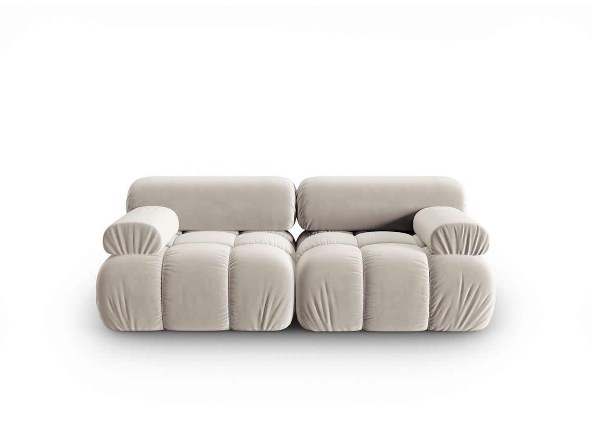 Cortina Samt-Modulsofa 2-Sitzer in Pink-Bluvel mit Samtbezug, Holzrahmen und schwarzen Kunststoffbeinen, modulares 2er Sofa