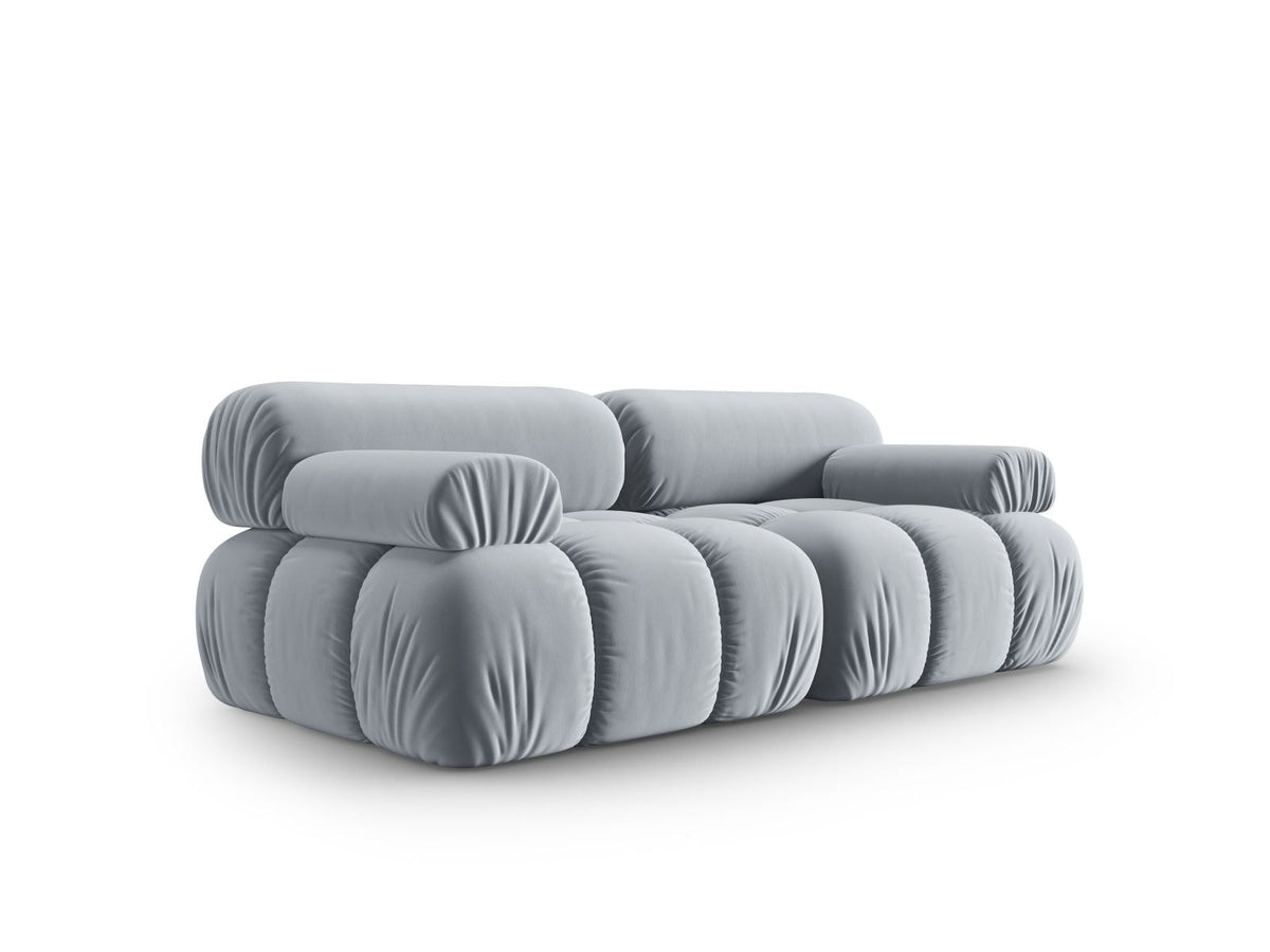 Cortina Samt-Modulsofa 2-Sitzer in Pink-Bluvel mit Samtbezug, Holzrahmen und schwarzen Kunststoffbeinen, modulares 2er Sofa