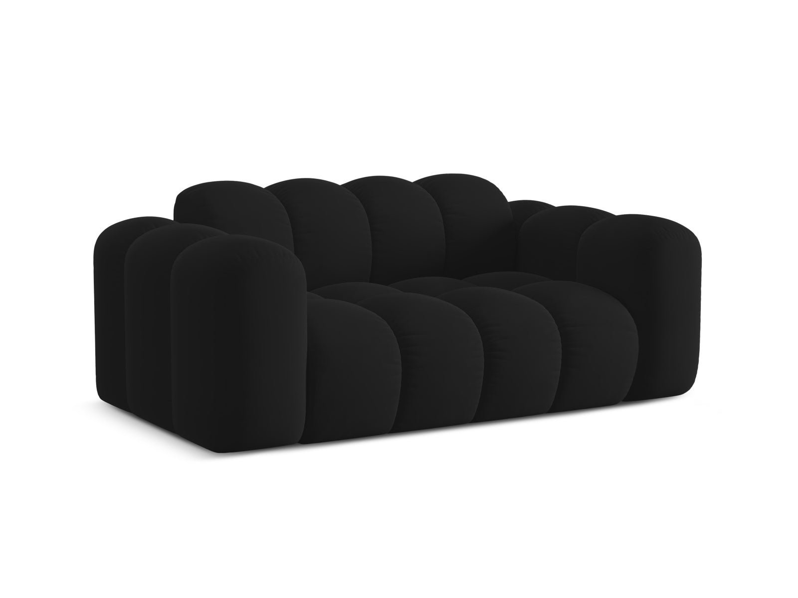 Elegantes 2-Sitzer Sofa Treno in stilvollem Black-Bluvel, ideal für moderne Wohnräume, erhältlich bei KAQTU Design AG.