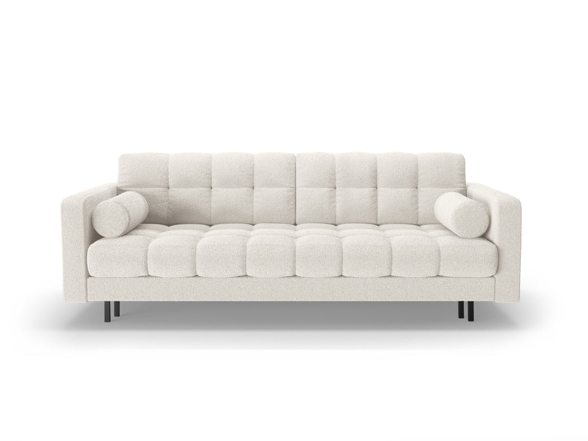 Dreisitzer Bettsofa Bali mit Stoffbezug, Holzrahmen und schwarzen Metallbeinen