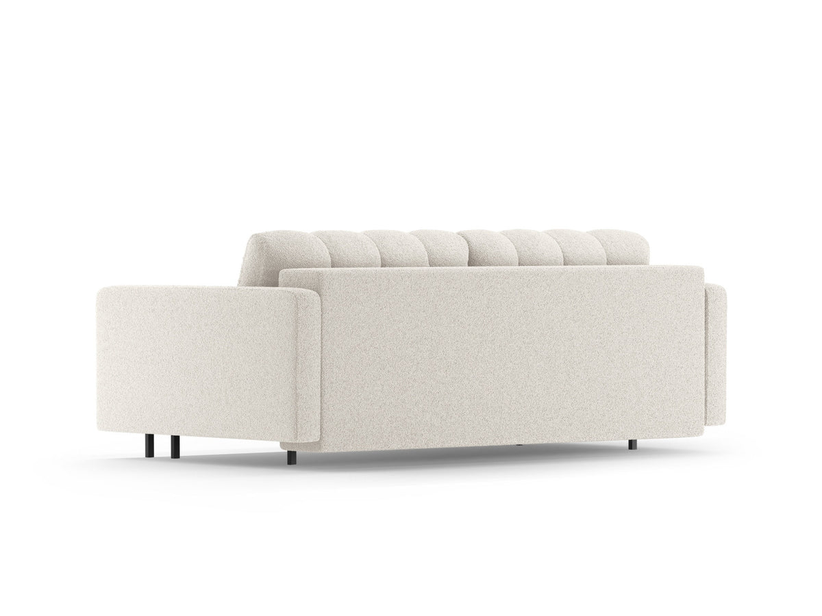 Dreisitzer Bettsofa Bali mit Stoffbezug, Holzrahmen und schwarzen Metallbeinen