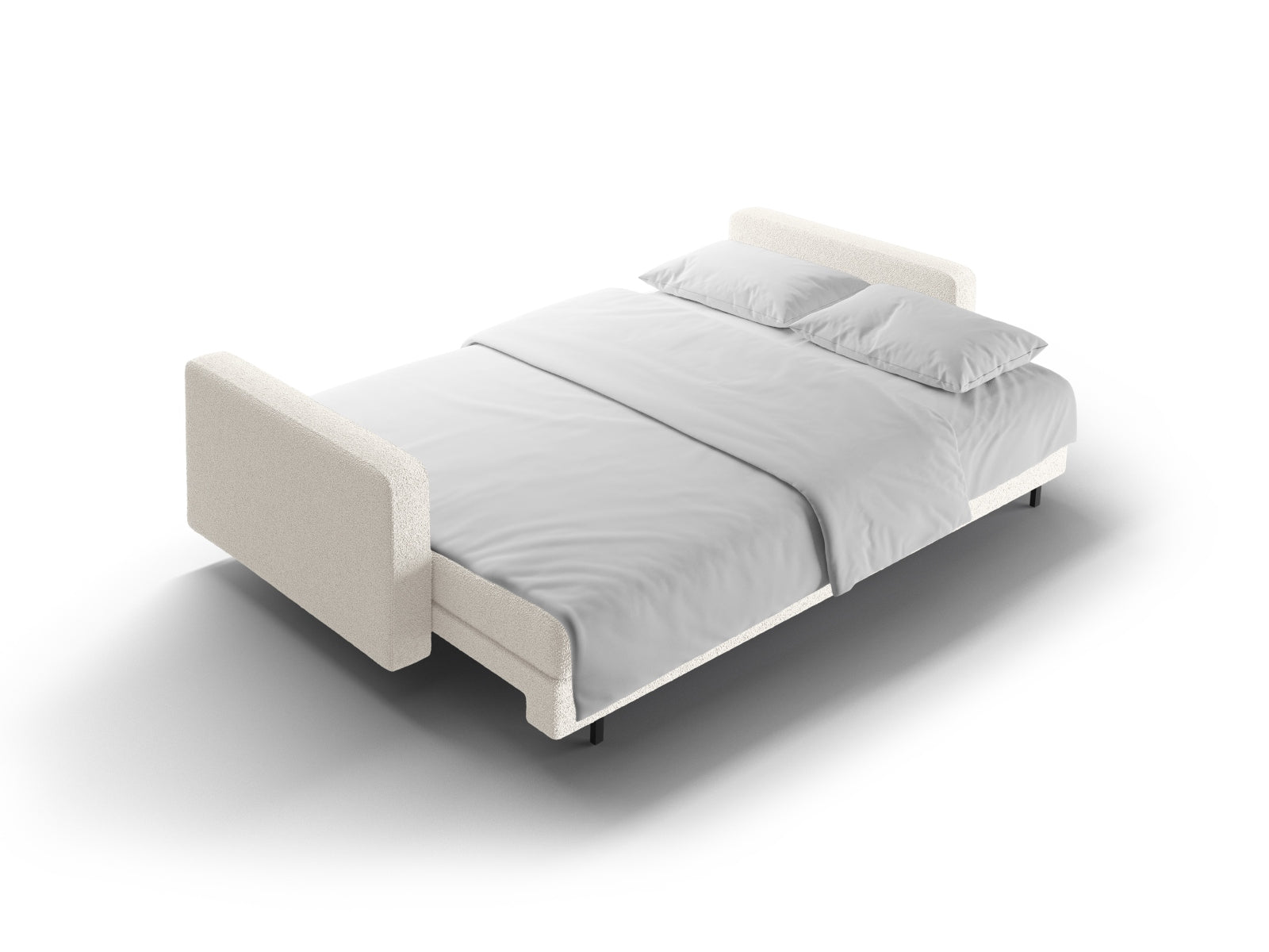Elegantes 3-Sitzer Sofa Bali in Weiß, ideal für Wohnräume, bietet praktische Schlaffunktion und zusätzlichen Stauraum für mehr Komfort.