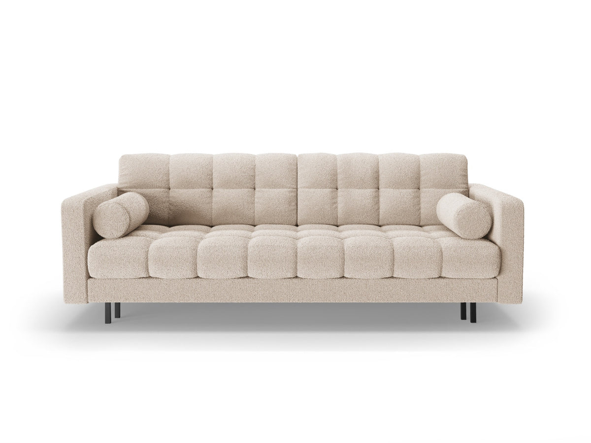 Dreisitzer Bettsofa Bali mit Stoffbezug, Holzrahmen und schwarzen Metallbeinen