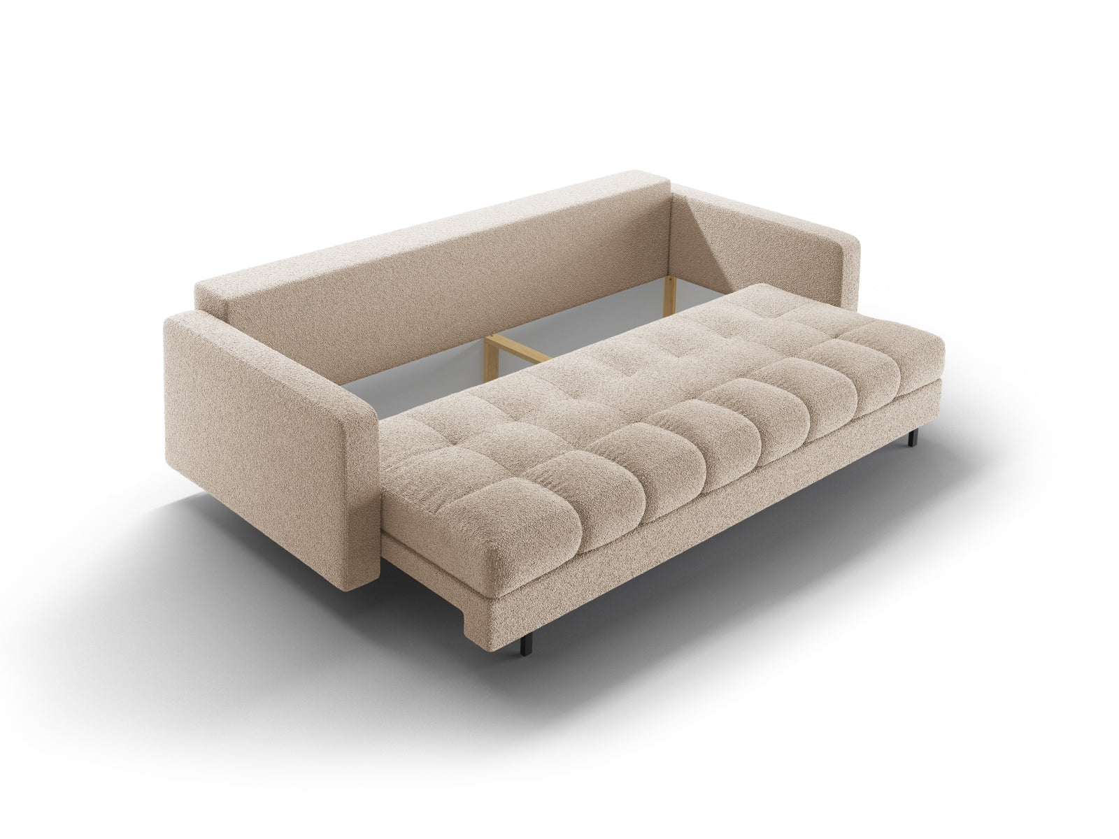 Beige 3-Sitzer Sofa Bali von Cosmopolitan Design, elegantes Bettsofa mit komfortabler Schlaffunktion und cleverem Stauraum für mehr Ordnung.