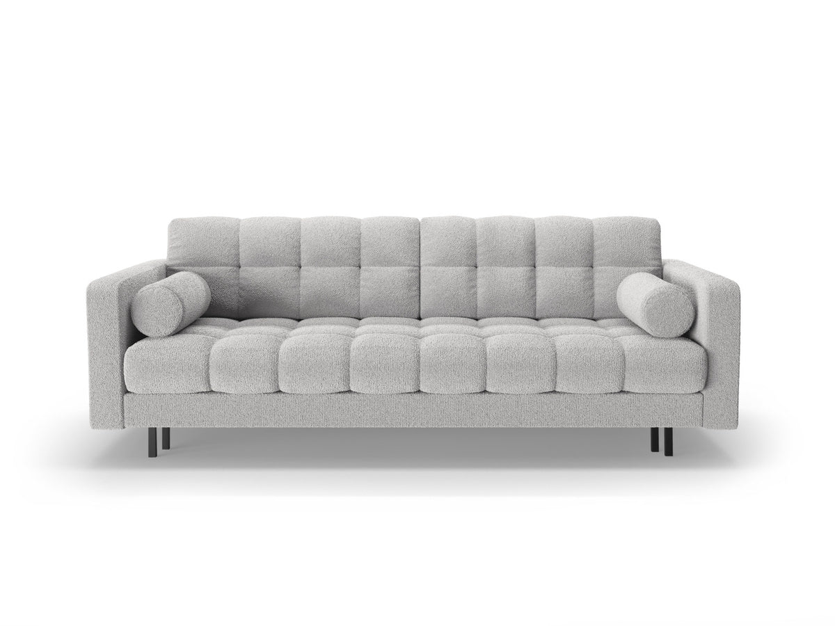 Dreisitzer Bettsofa Bali mit Stoffbezug, Holzrahmen und schwarzen Metallbeinen