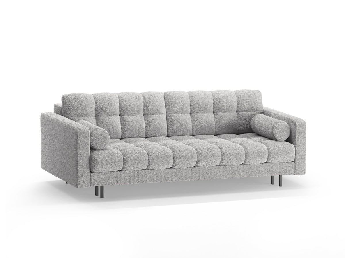 Dreisitzer Bettsofa Bali mit Stoffbezug, Holzrahmen und schwarzen Metallbeinen