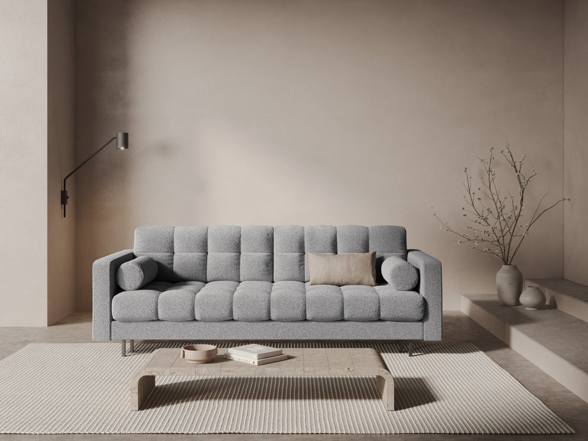 Dreisitzer Bettsofa Bali mit Stoffbezug, Holzrahmen und schwarzen Metallbeinen