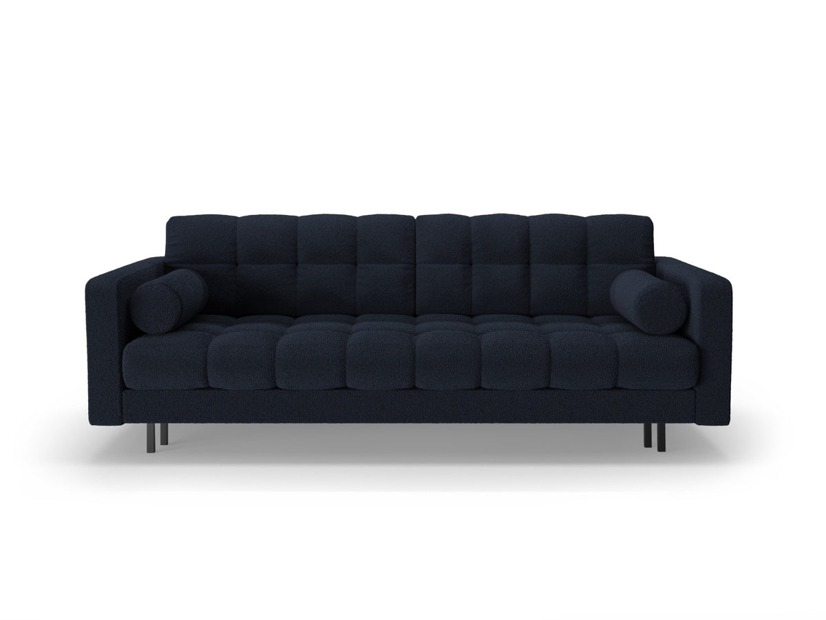Dreisitzer Bettsofa Bali mit Stoffbezug, Holzrahmen und schwarzen Metallbeinen