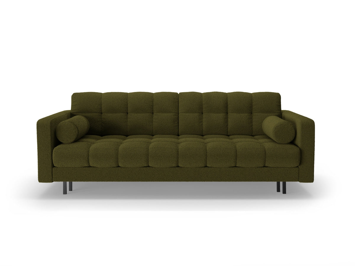 Dreisitzer Bettsofa Bali mit Stoffbezug, Holzrahmen und schwarzen Metallbeinen