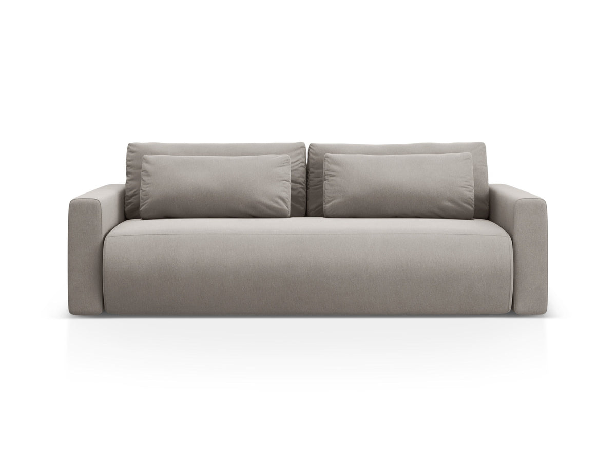 Belfast Velour Sofa mit Schlaffunktion und Stauraum 3 Sitzer in Warm grey-Magic Velvet präsentiert im Onlineshop von KAQTU Design AG. Bettsofa ist von Cosmopolitan Design