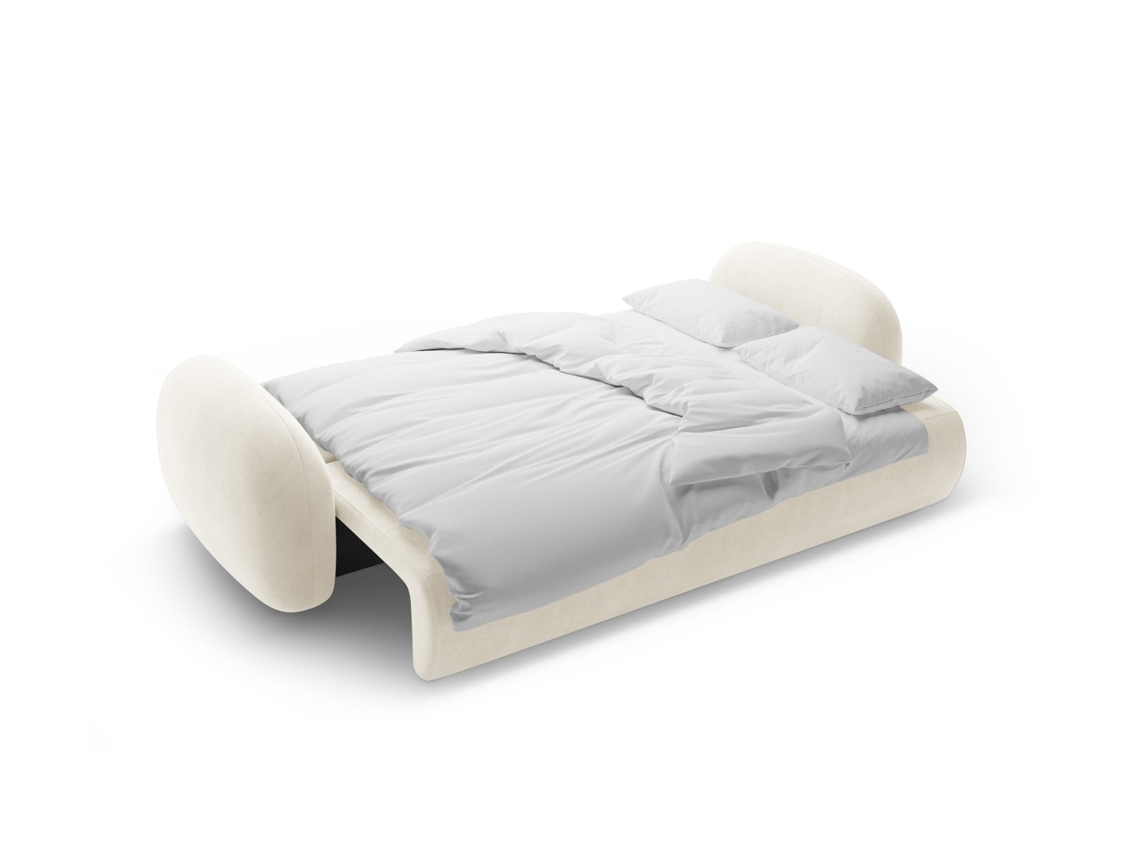 Tonale Velour Sofa mit Schlaffunktion und Stauraum 3 Sitzer in Ivory präsentiert im Onlineshop von KAQTU Design AG. Bettsofa ist von Cosmopolitan Design