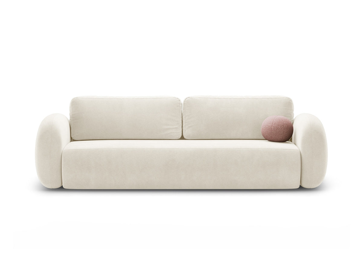 Tonale Velour Sofa mit Schlaffunktion und Stauraum 3 Sitzer in Ivory-Magic Velvet präsentiert im Onlineshop von KAQTU Design AG. Bettsofa ist von Cosmopolitan Design
