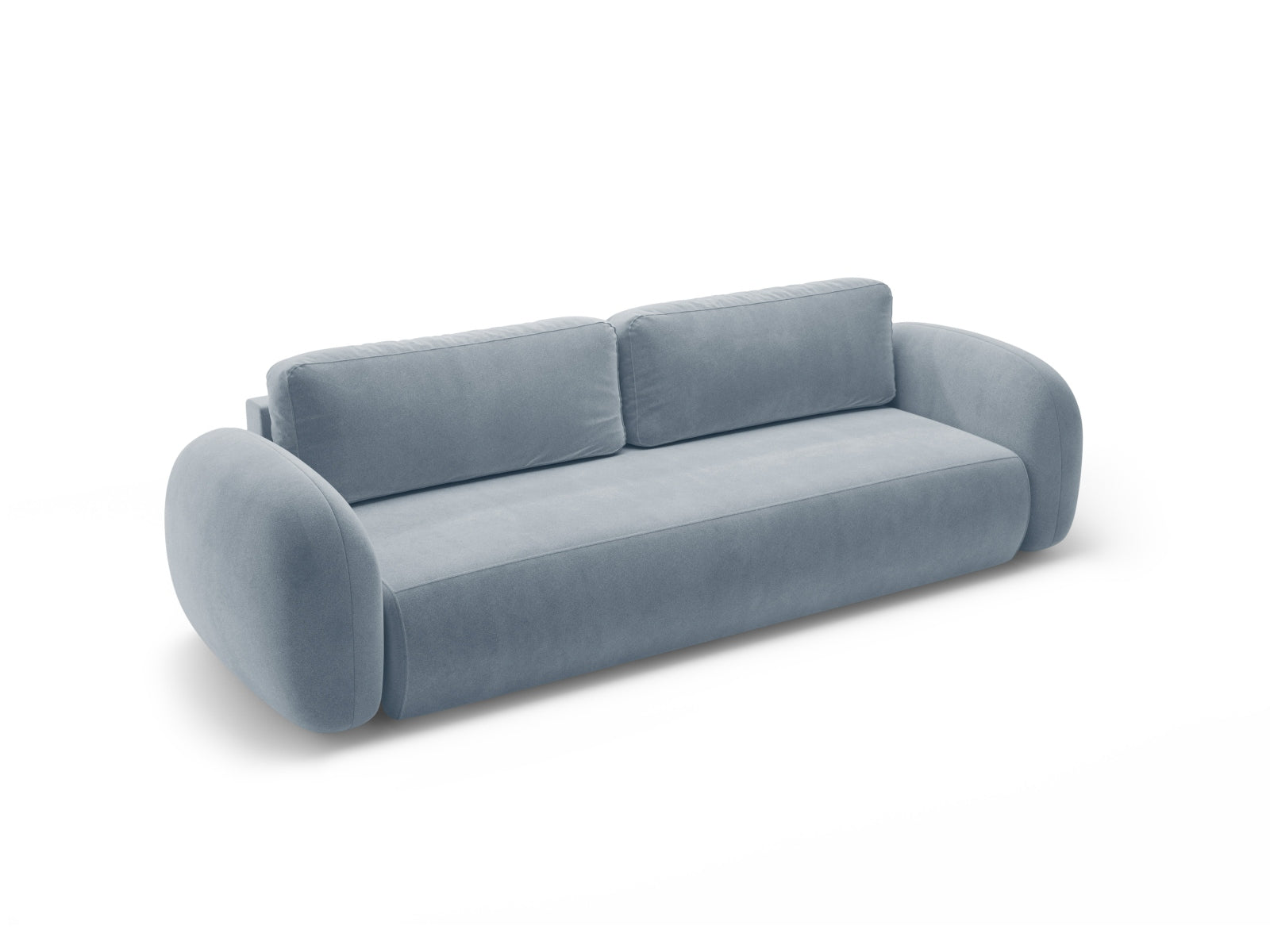 Tonale Velour Sofa mit Schlaffunktion und Stauraum 3 Sitzer in Blue Grey präsentiert im Onlineshop von KAQTU Design AG. Bettsofa ist von Cosmopolitan Design