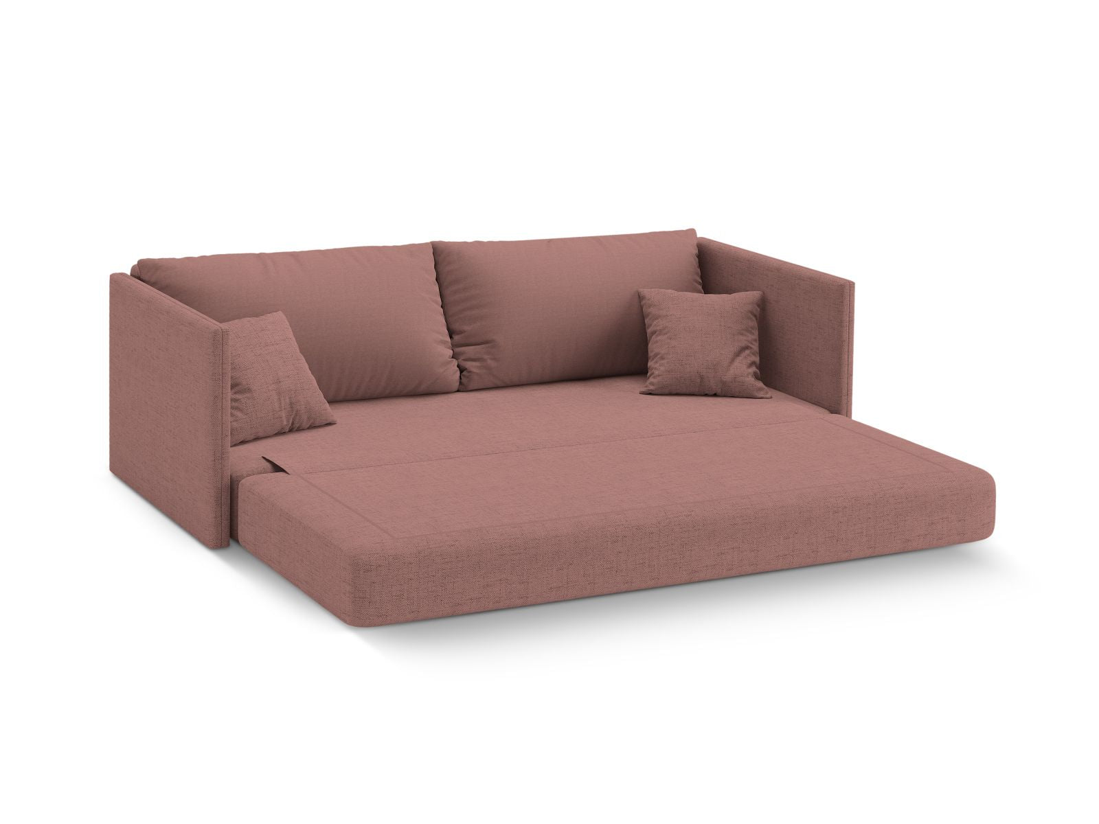 Elegantes 3-Sitzer Sofa Shannon in zartem Dunkelrosa, vielseitig einsetzbar als komfortables Bettsofa für entspannte Nächte.