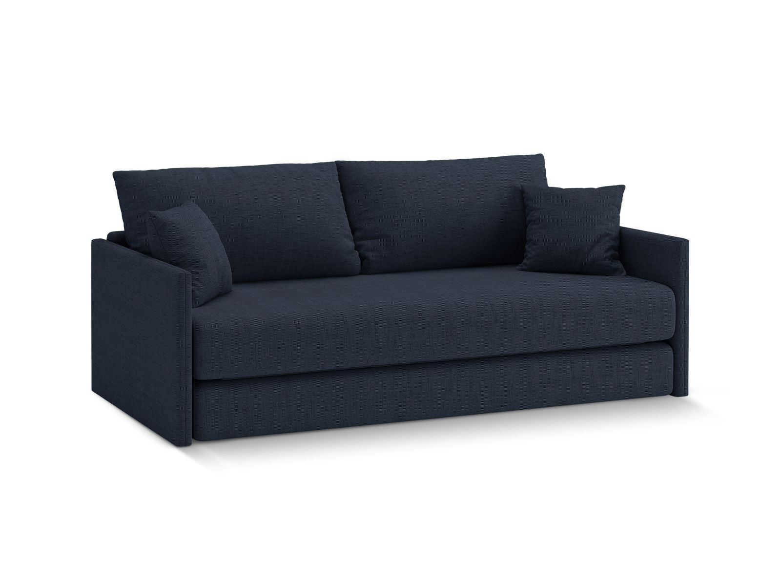Elegantes 3-Sitzer Sofa Shannon in Royal Blue mit praktischer Schlaffunktion, ideal für stilvolle Wohnräume und Gästeübernachtungen.