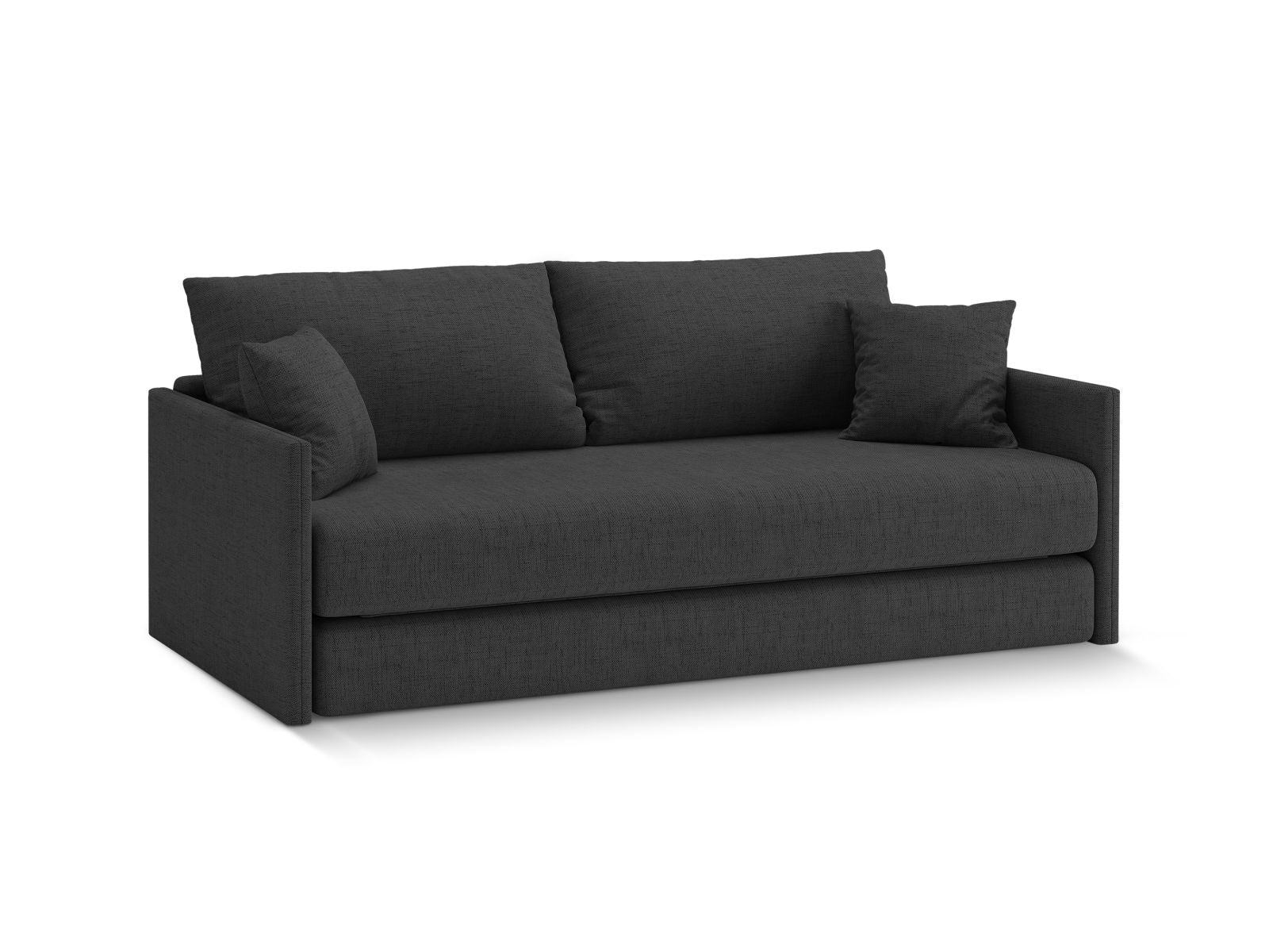 Elegantes 3-Sitzer Sofa Shannon in Anthrazit mit praktischer Schlaffunktion, ideal für stilvolle Wohnräume und Gästeübernachtungen.