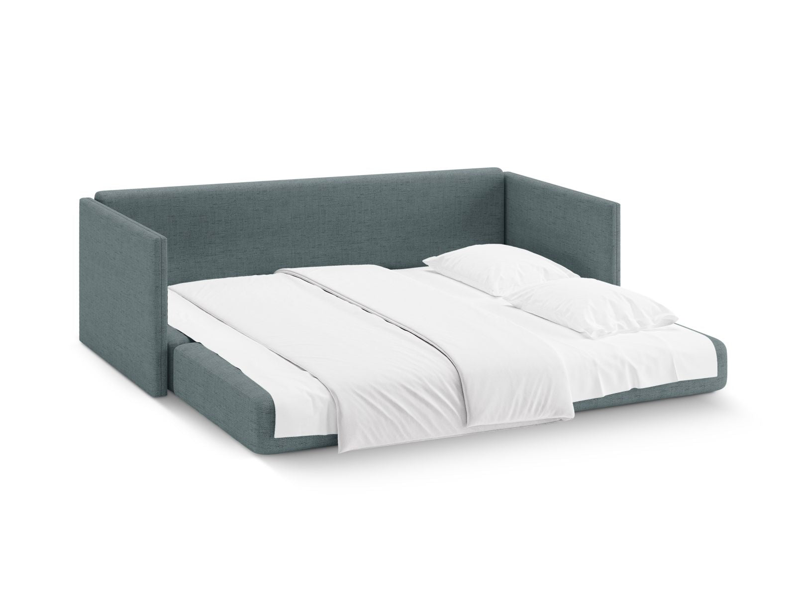 Modernes 3-Sitzer Sofa Shannon in zartem Hellblau, vielseitig einsetzbar als Schlafsofa für Gäste, von Cosmopolitan Design.