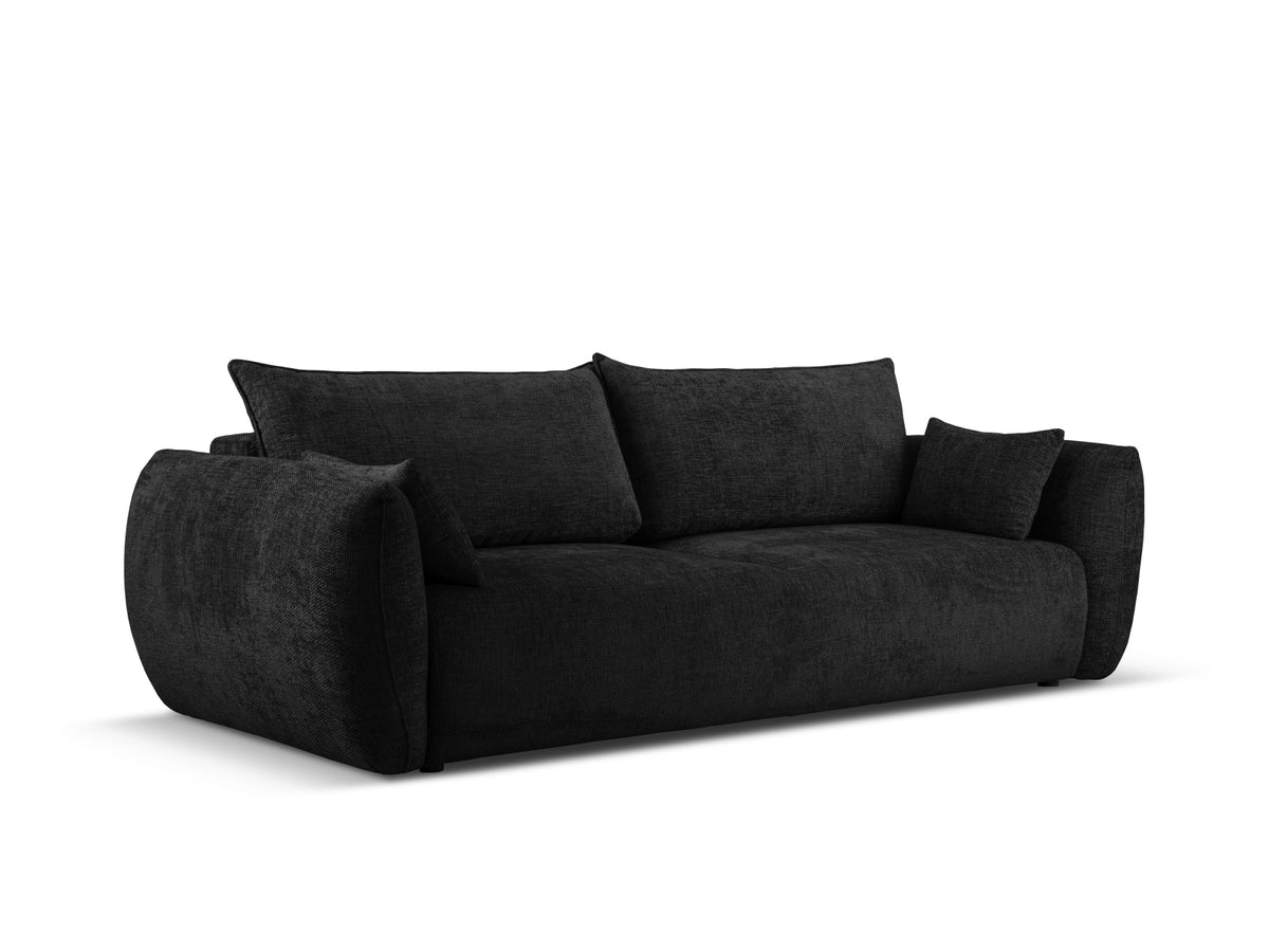 Bettsofa Matera von Cosmopolitan Design, 3-Sitzer mit Stoffbezug und schwarzen Kunststoffbeinen