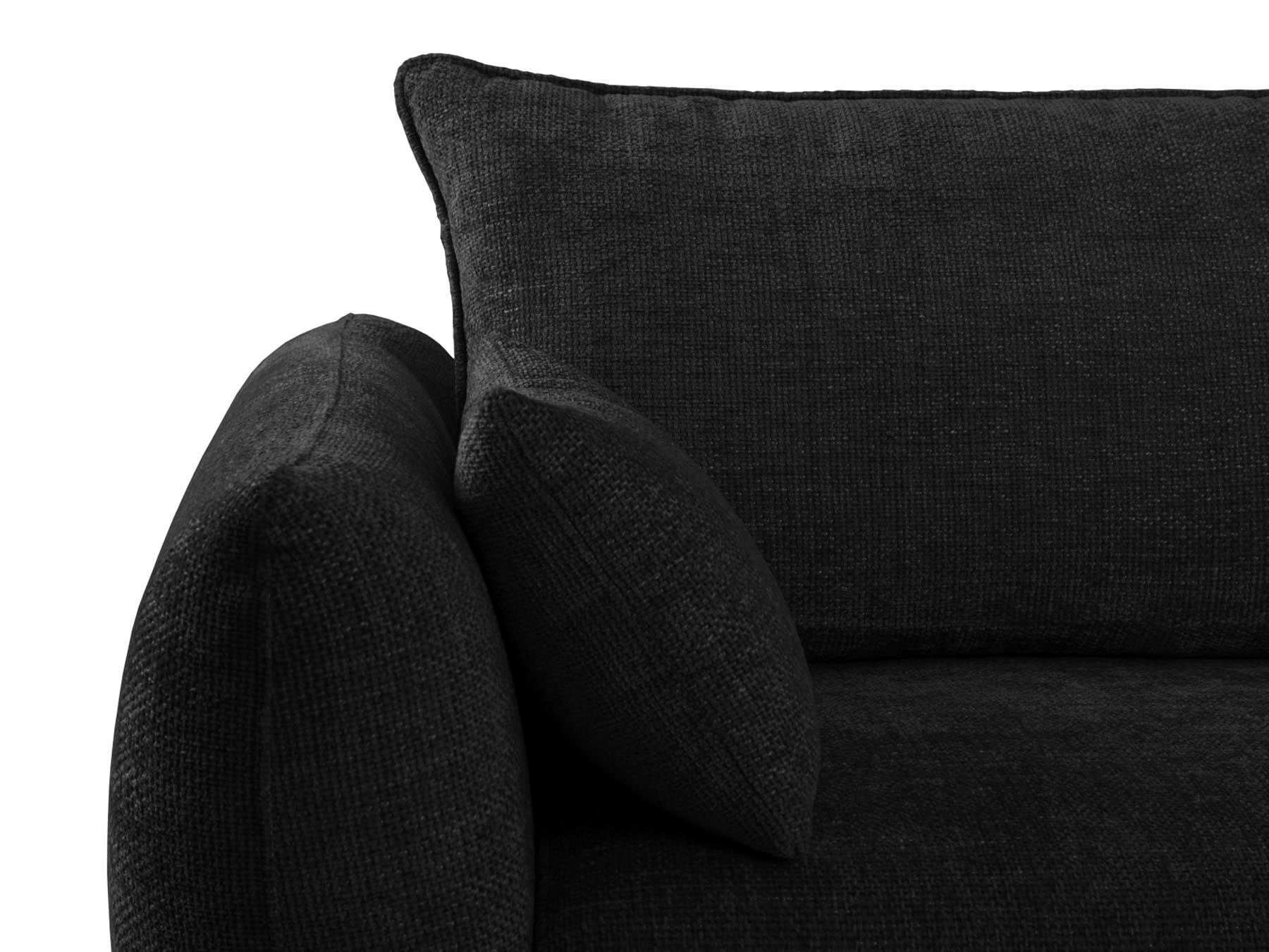 Elegantes 3-Sitzer Sofa Matera in Schwarz, ideal für multifunktionale Wohnräume, bietet Schlafgelegenheit und praktischen Stauraum.